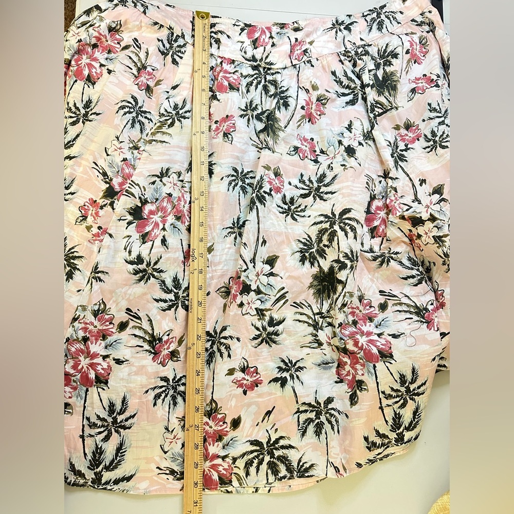 Torrid Plus Size 26 Women’s Midi Poplin High Waist Skirt Tropic Palm Trees - Picture 11 of 11